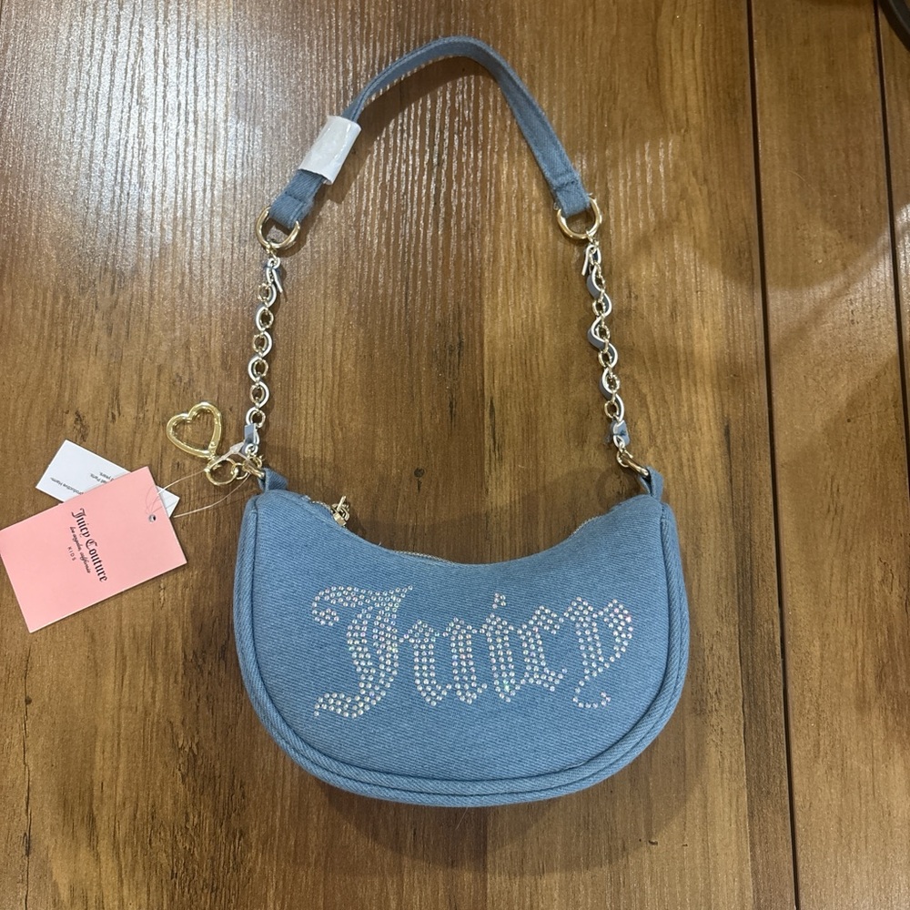 Juicy Couture Denim Blue Bag with Gold Chain